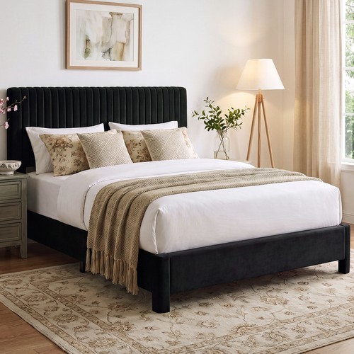 Velvet upholstered bed frame - velvet,