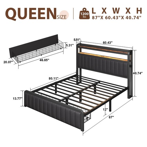 Full queen size - metal, platform